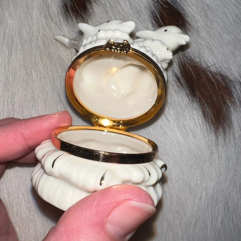 Lenox Playful Pair Dolphin Trinket Box OS Cream Excellent Gold Trim Hinged China